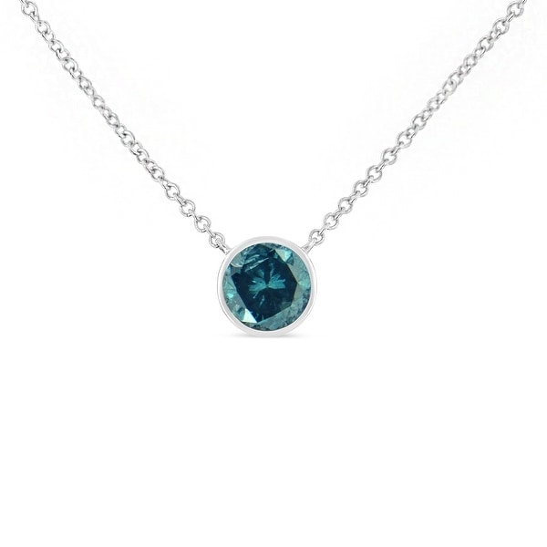 18 925 Sterling Silver Chain with Blue Topaz Quartz Pear Bezel Gemstone Necklace