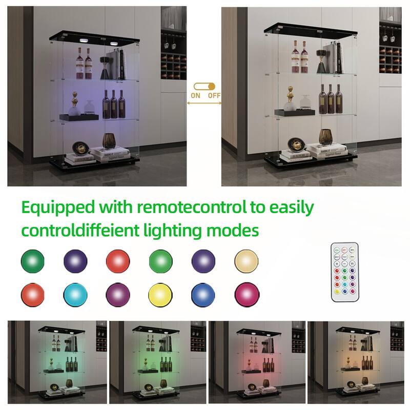Tempered Glass Display Cabinet with Battery-powered Paipai Light