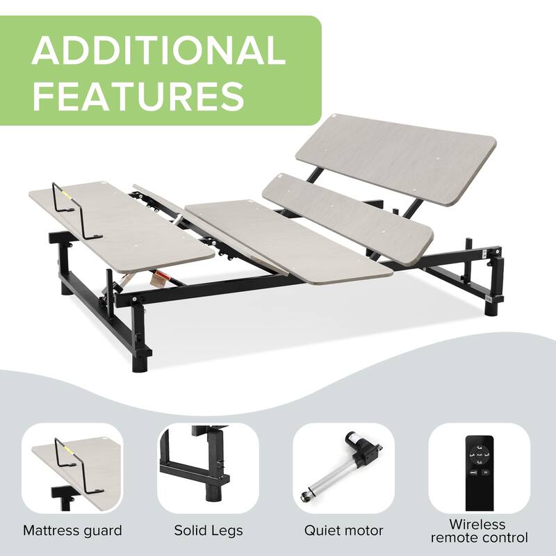 Queen Size Ergonomic Adjustable Bed Base with Wireless Remote Control