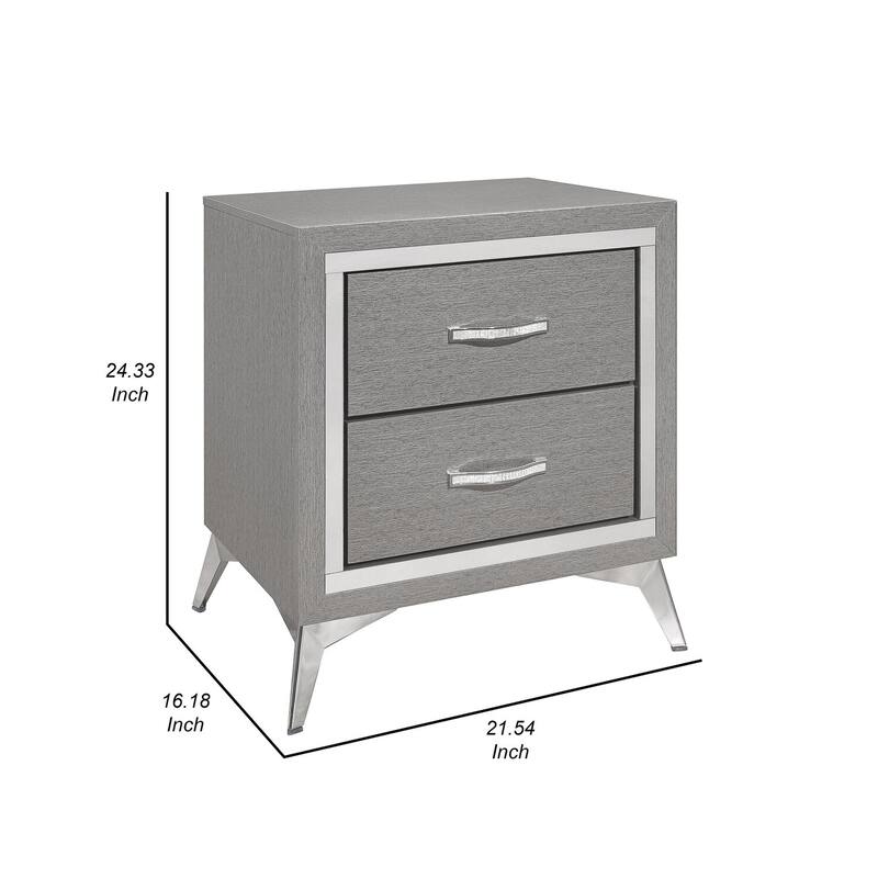 Gray 2 Drawer 16.18 in. W Nightstand with Trimmed Edge Design