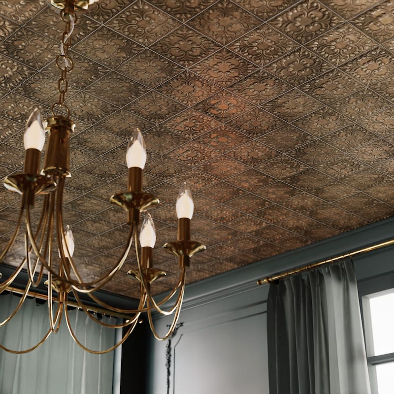 Merola Tile Victorian Tin Copper 17-3/8" x 17-3/8" Porcelain Wall Tile