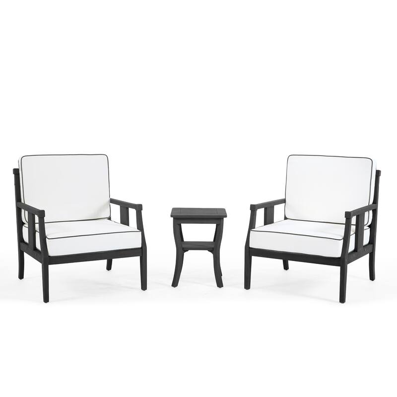 3-Piece Solid Teak Outdoor Patio Furniture Set Armchairs & Storage Table