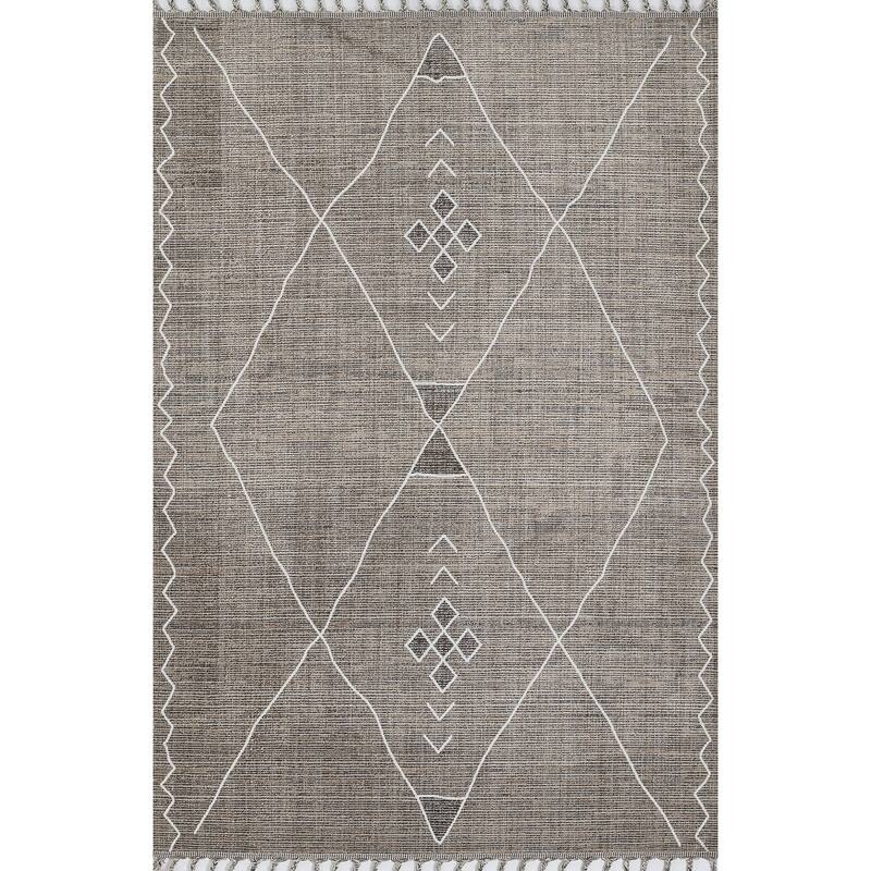 Momeni Rabat Geometric Polyester Grey Area Rug - 5' 3" x 7' 6" - Grey