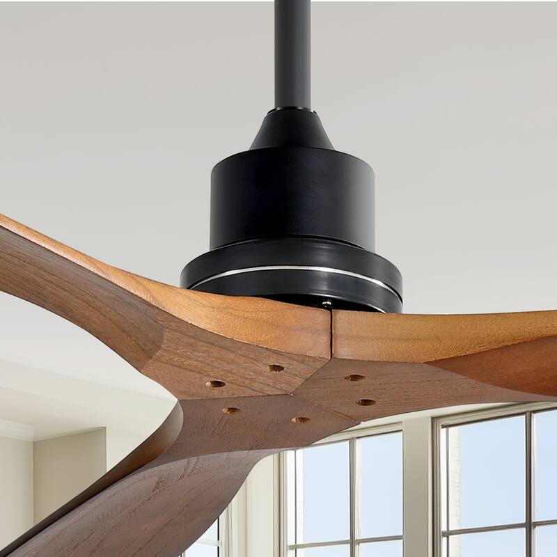 Sofucor 52 Inch Ceiling Fan without Light Solid Wood,with Remote,Smart Optional-Alexa/Google Assistant/APP/Remote Control