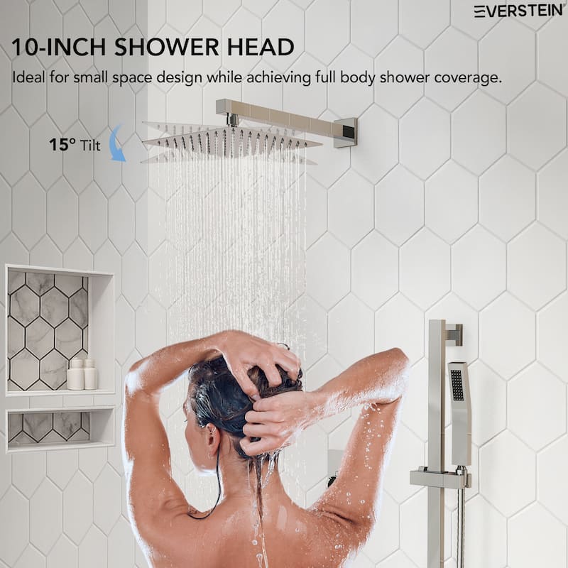 Slide Bar High-Pressure Balancing Shower System 10" Rainfall Shower Head with Handheld Shower