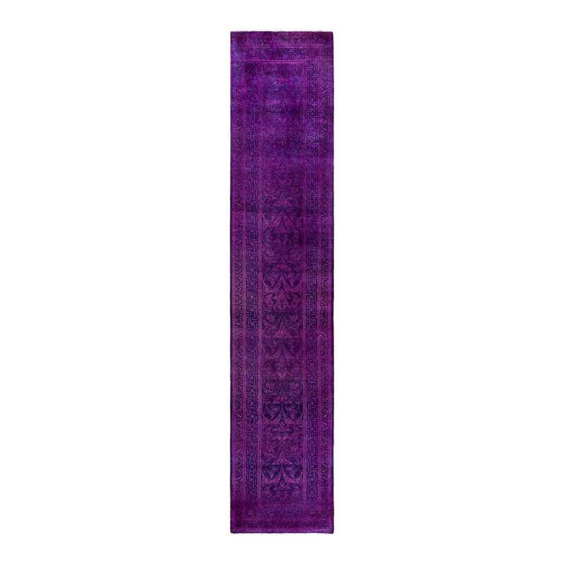 Contemporary Overdyed Wool Hand Knotted Runner - 2' 6" x 12' 5"