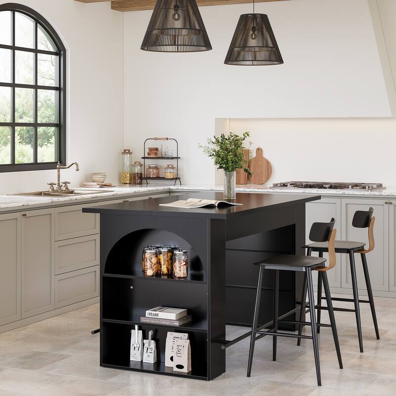 63" Home Bar Unit, Counter Height Pub Table with Storage for Kitchen