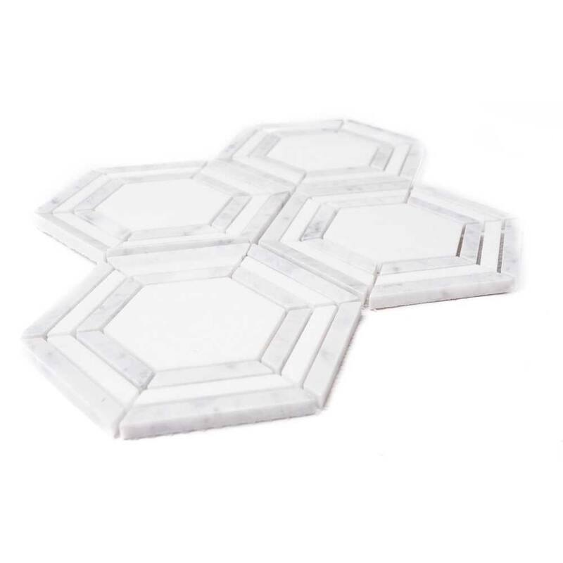 Santorini 4x4 Marble Hexagon Mosaic Tile - Floor, Wall & Backsplash