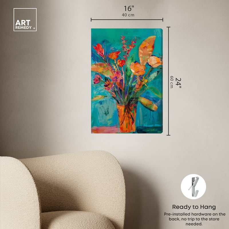 Art Remedy Bold And Bright Flower Vase Gallery Wrapped Flowers In Vase Paintings