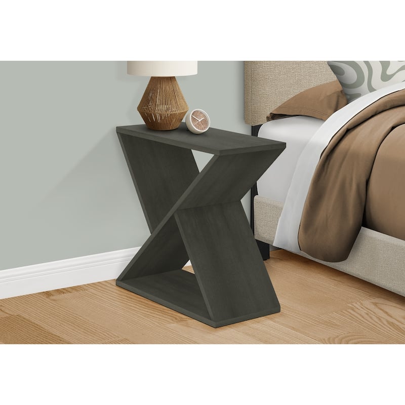 Accent Table, Side, End, Nightstand, Narrow, Small, Bedroom, Living Room, Lamp, Dark Green Veneer, Contemporary