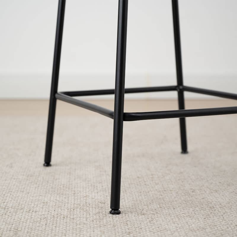 Upholstered Counter Height Bar Stool Set with Curved Back and Metal Frame(Set of 3)
