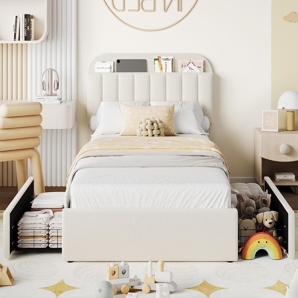 Bed Frame with Storage Headboard, 2 Drawers