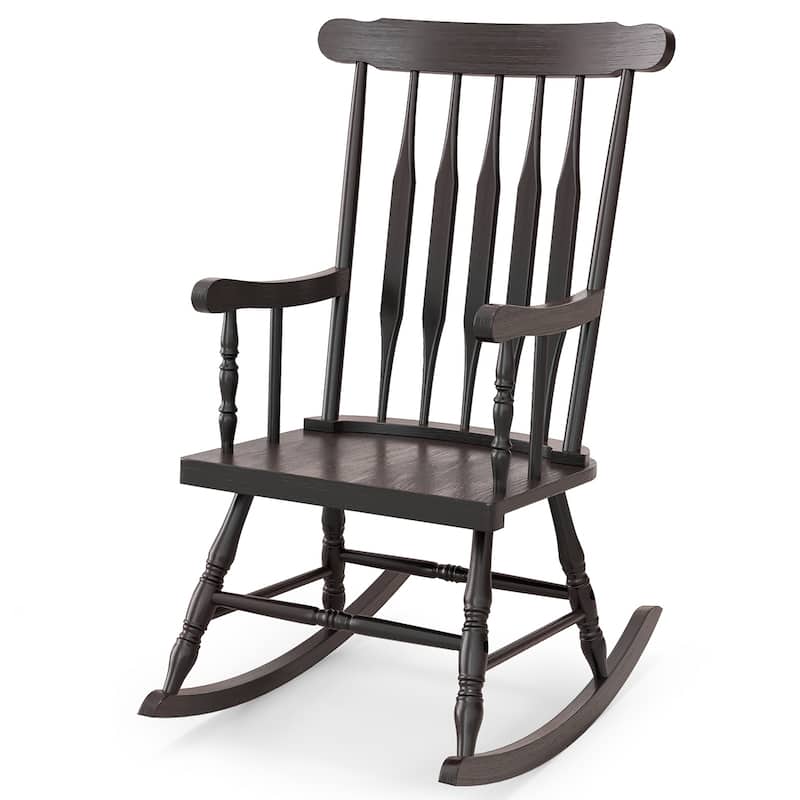 Costway Solid Wood Rocking Chair Porch Rocker Indoor Outdoor Seat - See Details