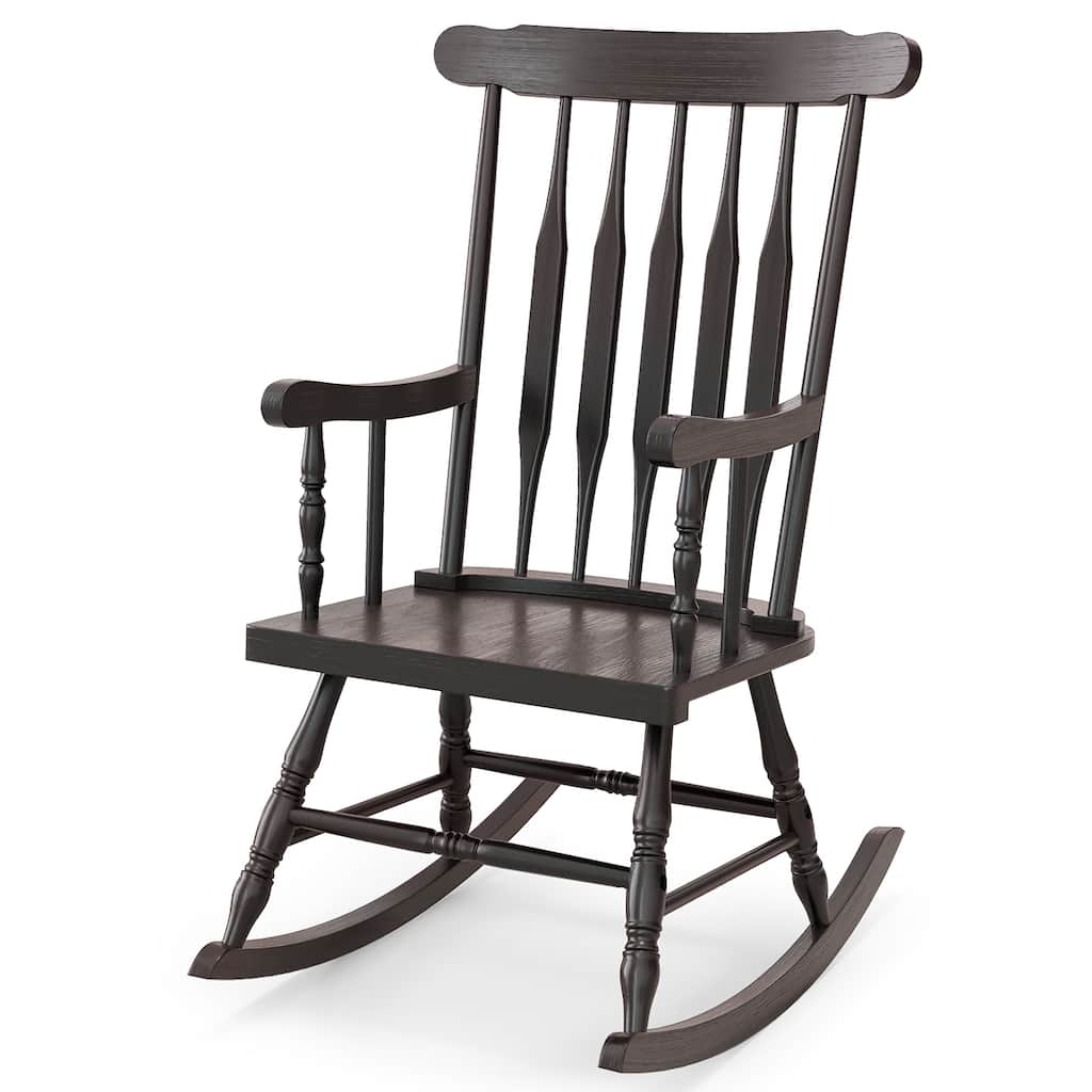 Costway Solid Wood Rocking Chair Porch Rocker Indoor Outdoor Seat - See Details