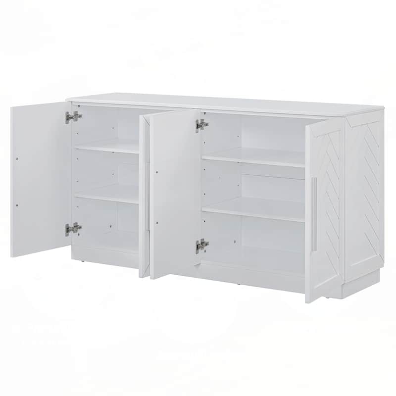 Sideboard with 4 Doors Large Storage Space with Adjustable Shelves