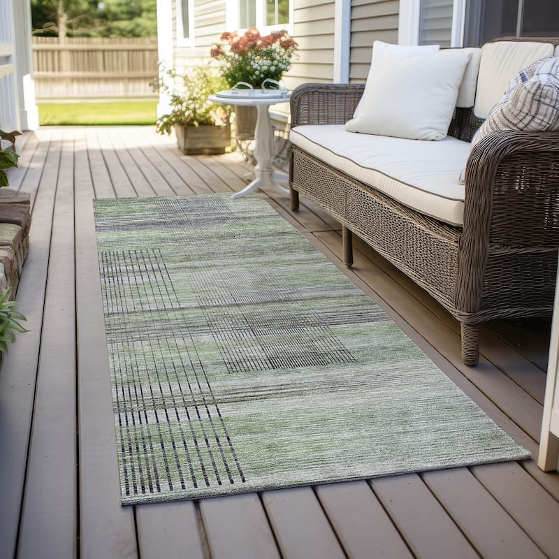 Machine Washable Indoor/ Outdoor Chantille Contemporary Imprints Rug - Aloe - 2'3" x 7'6"