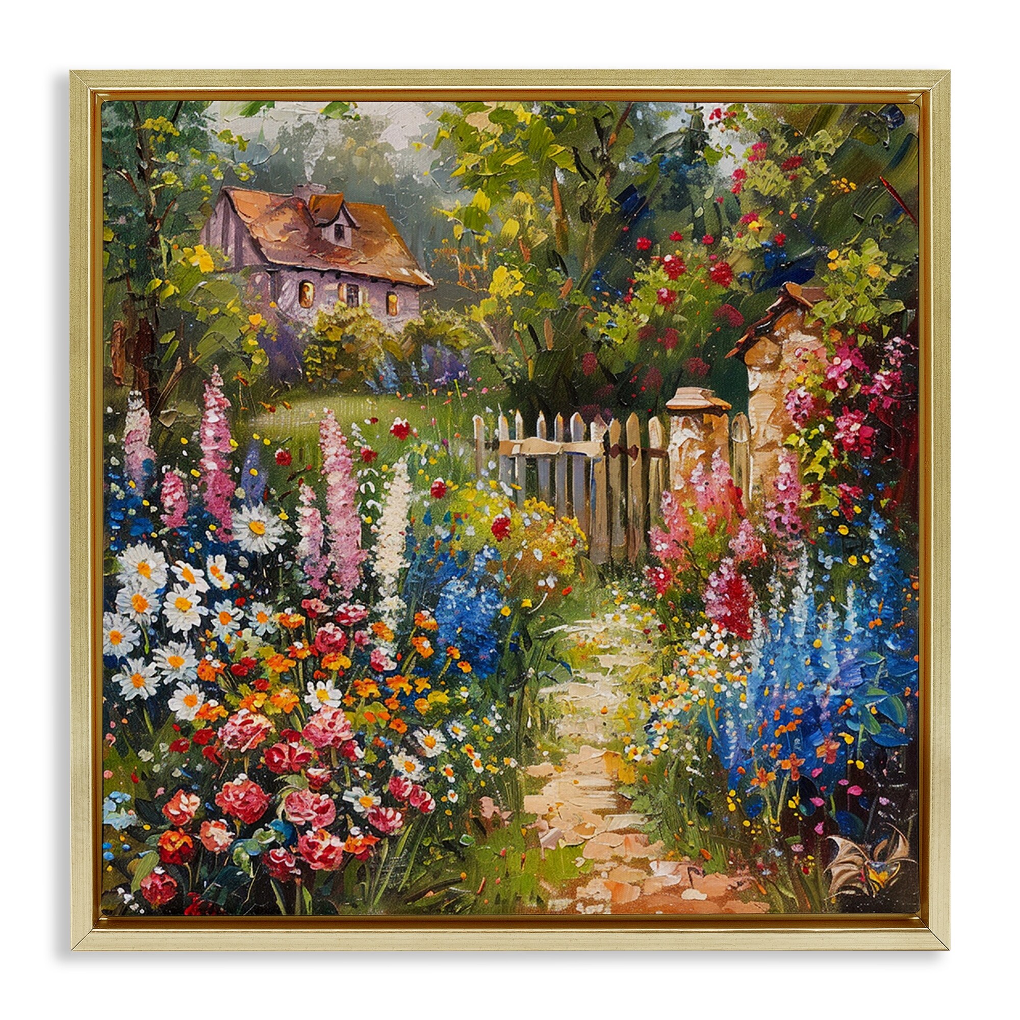 Stupell Blooming Spring Cottage Framed Floater Canvas Wall Art Design By LSR Design Studio