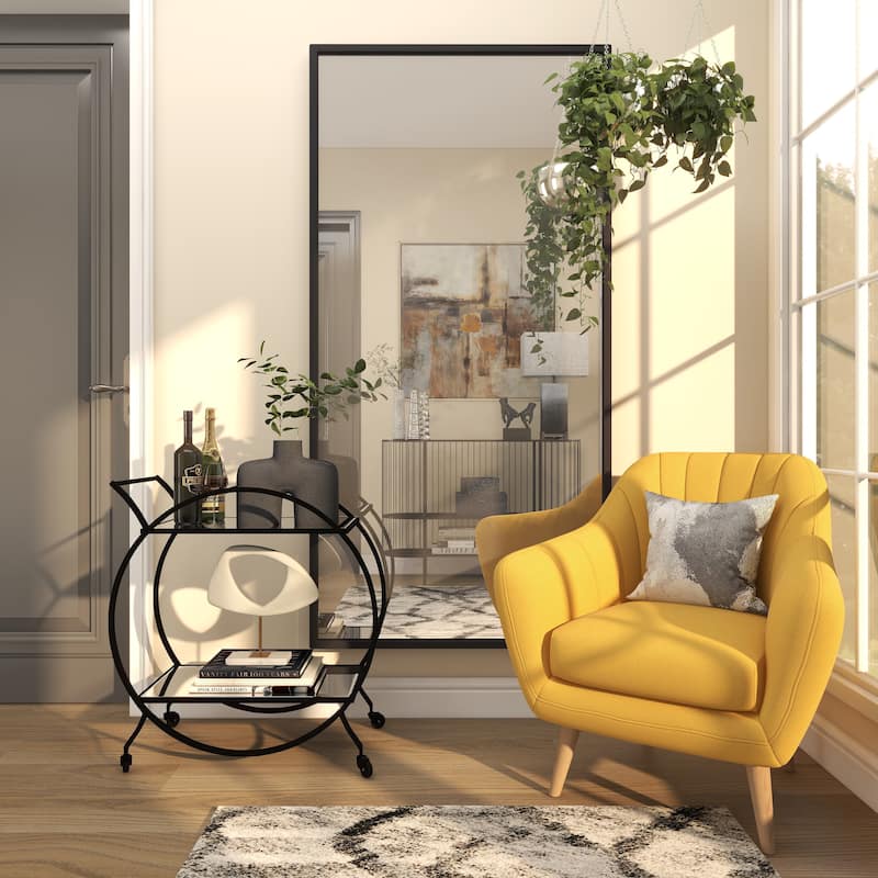 Black Metal Tall Room Floor Mirror