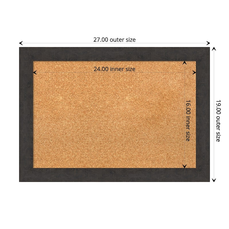 Rustic Plank Narrow Framed Natural Corkboard Bulletin Board - Rustic Plank Espresso Narrow - Board Size 24x16