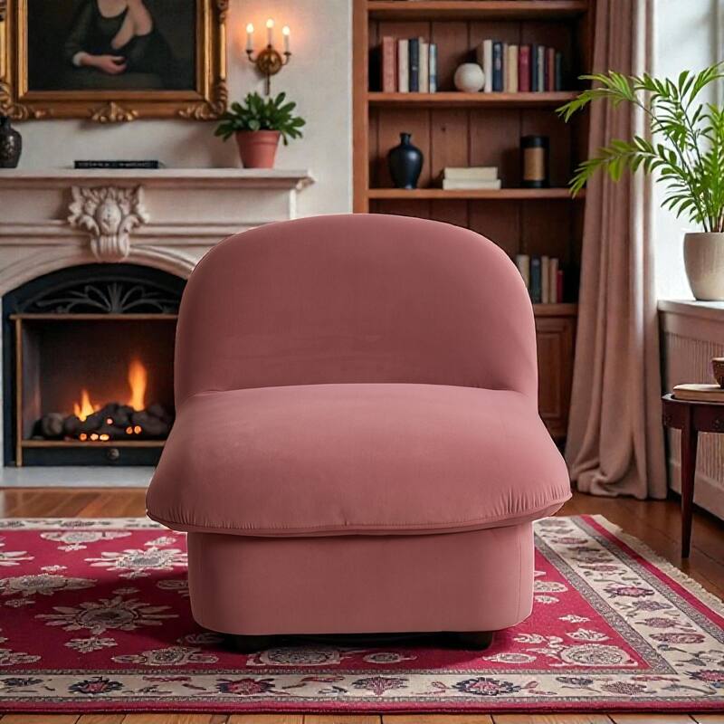 Swivel Accent Chair with 360 Degree Metal Base, Velvet Upholstered Pumpkin Chair for Living Room Bedroom