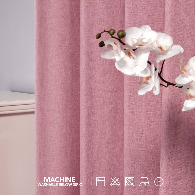 Deconovo Faux Linen Total Blackout with Coating Curtains (2 Panel)