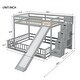 preview thumbnail 4 of 7, Grey Twin Over Full Floor Bunk Bed Frame w/ Slide, Storage Staircase