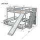 preview thumbnail 13 of 16, Twin Over Full Bunk Bed with Slide, Storage Staircase & Safety Guardrails, White