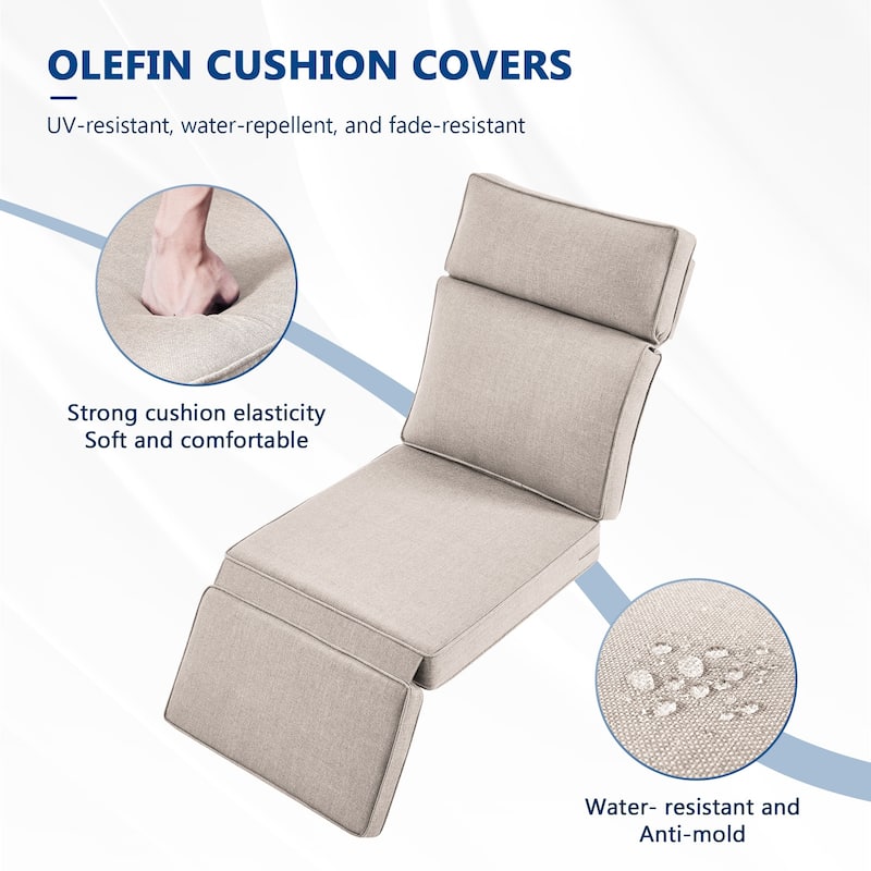 Meyreso 2-Piece Wicker Swivel Reclining Chaise Lounge with Adjustable Backrest & Footrest