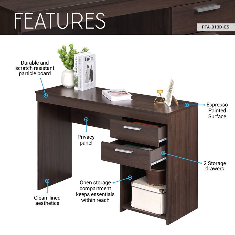 Techni Mobili Techni Mobili Home Office White Workstation with Storage