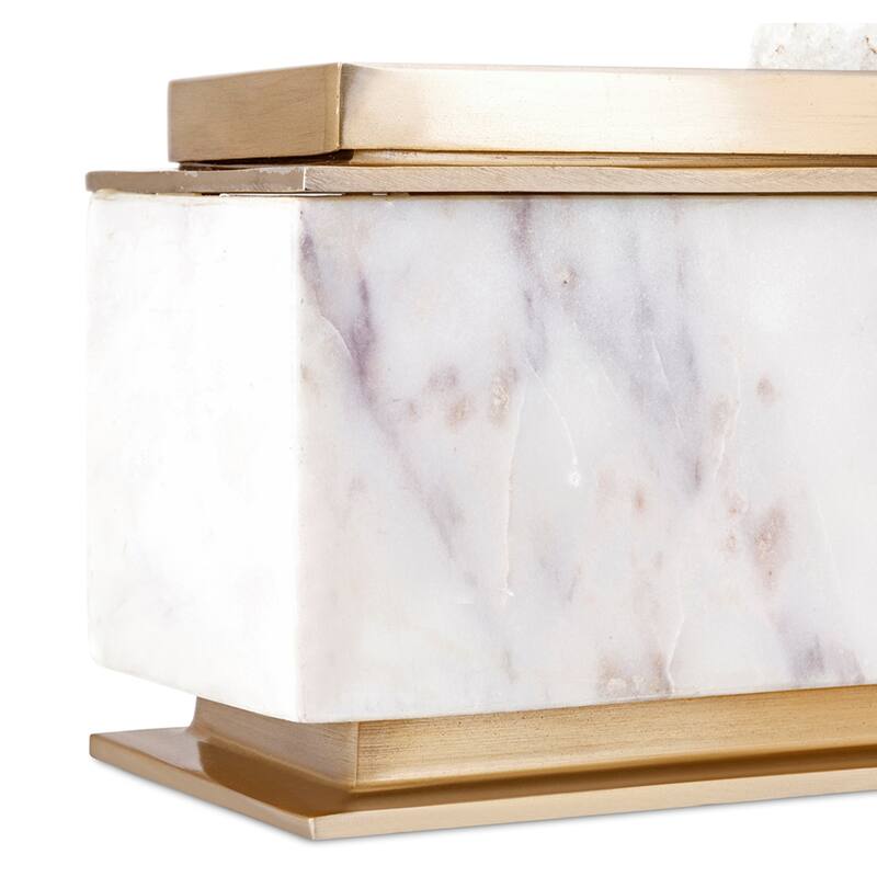 Rectangular Marble Box with Lid - 14" - White
