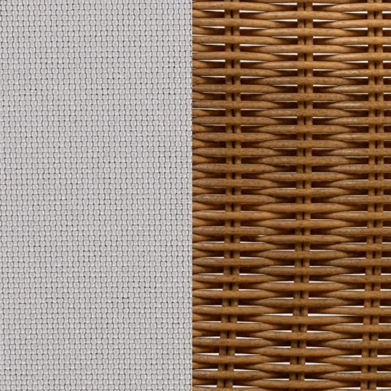 Set of 2 Outdoor Acacia Wood and Wicker Dining Chairs with Cushions