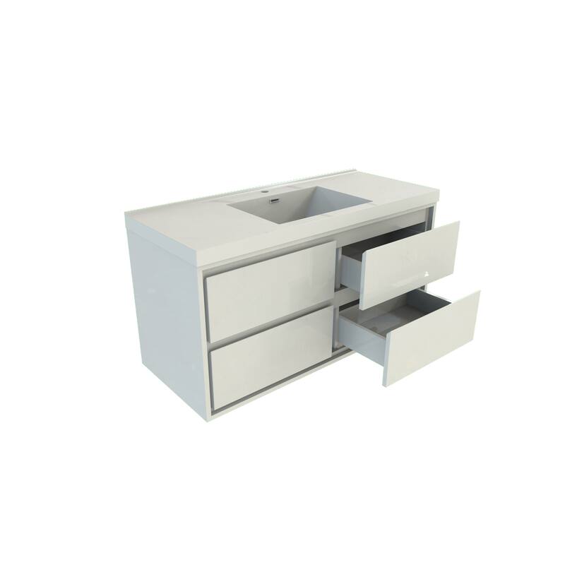 Sage 60" wall mounted bathroom vanity with single basin acrylic top