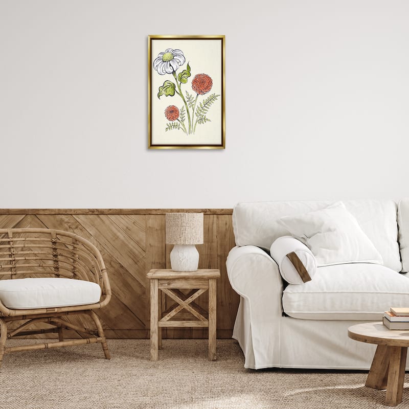 Stupell Vintage Style Garden Blossoms Framed Floater Canvas Wall Art Design By Hannah Moren