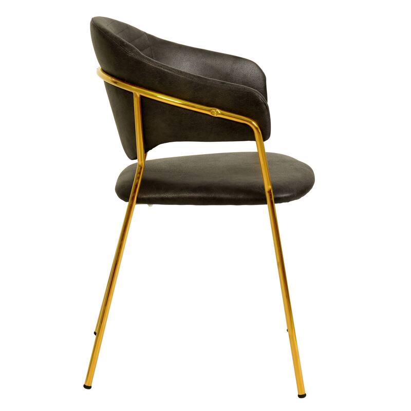 LeisureMod Set of 2 Bella Modern Dining Chair Upholstered in Leather or Velvet & Gold Base for Home Office Kitchen