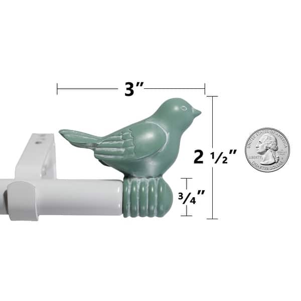 dimension image slide 10 of 11, Cute Bird Finial Adjustable Decorative Designer Curtain Rod