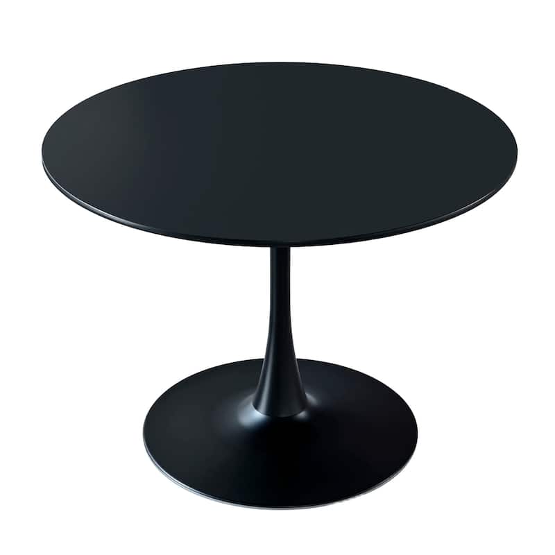 42.1" Mid-century Dining Table for 4-6 people With Round MDF Table Top, Pedestal Dining Table, End Table - Black