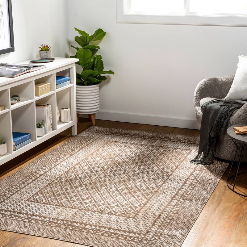 Livabliss Wolbach Machine Washable Traditional Border Area Rug