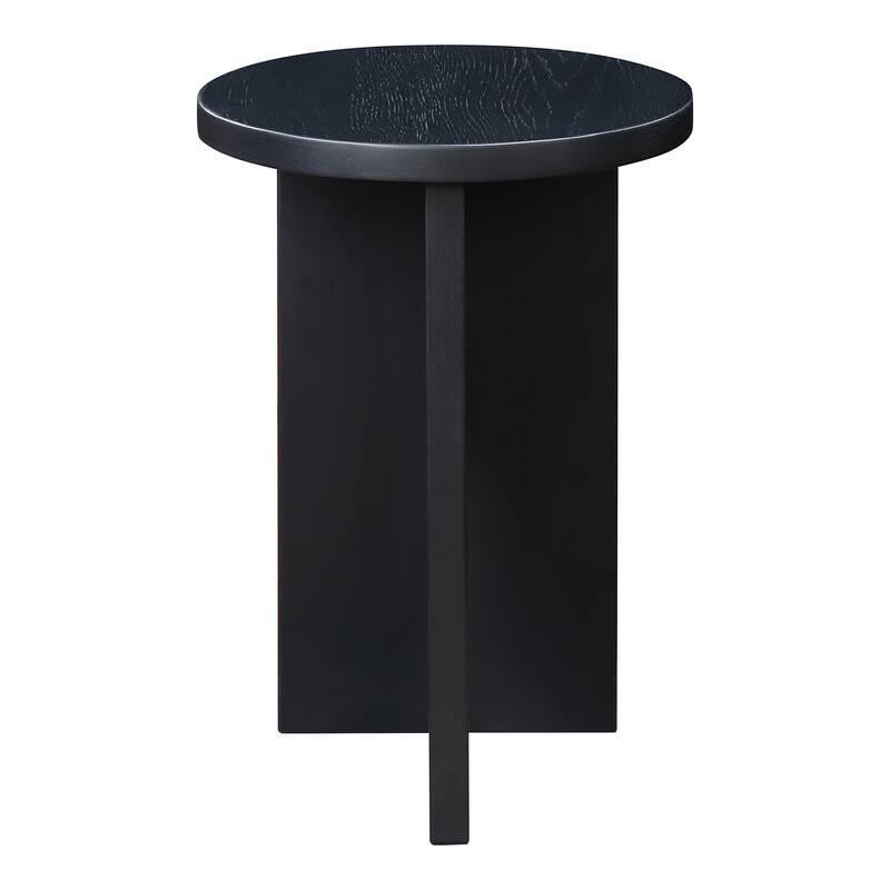 Aurelle Home Modern Geometric Round Accent Table - Black Oak - Wood