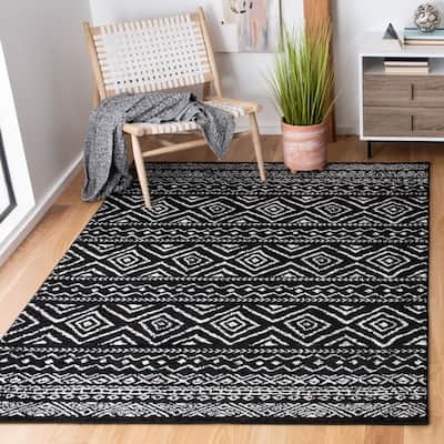 SAFAVIEH Tulum Shima Moroccan Boho Distressed Rug - Black/Ivory - 9' x 12'