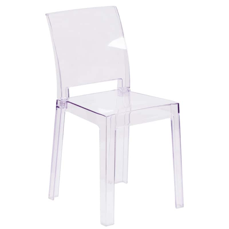 4 Pack Chair with Square Back in Transparent Crystal - Wedding Chairs