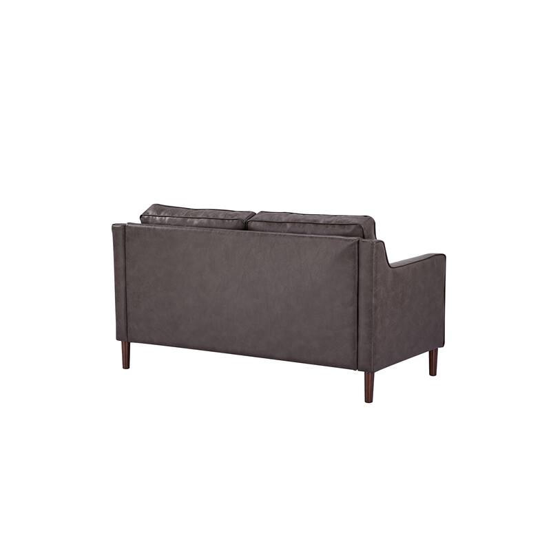 Sedona Modern Loveseat Sofa, Faux Linen / Vegan Leather Couch