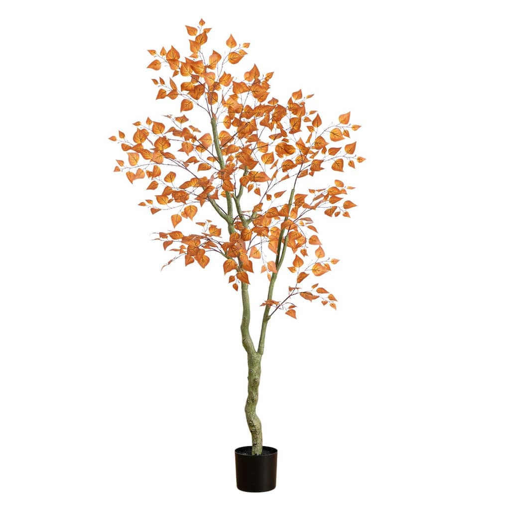 Birch Leaf Autumn Artificial Potted Fall Tree - 6'