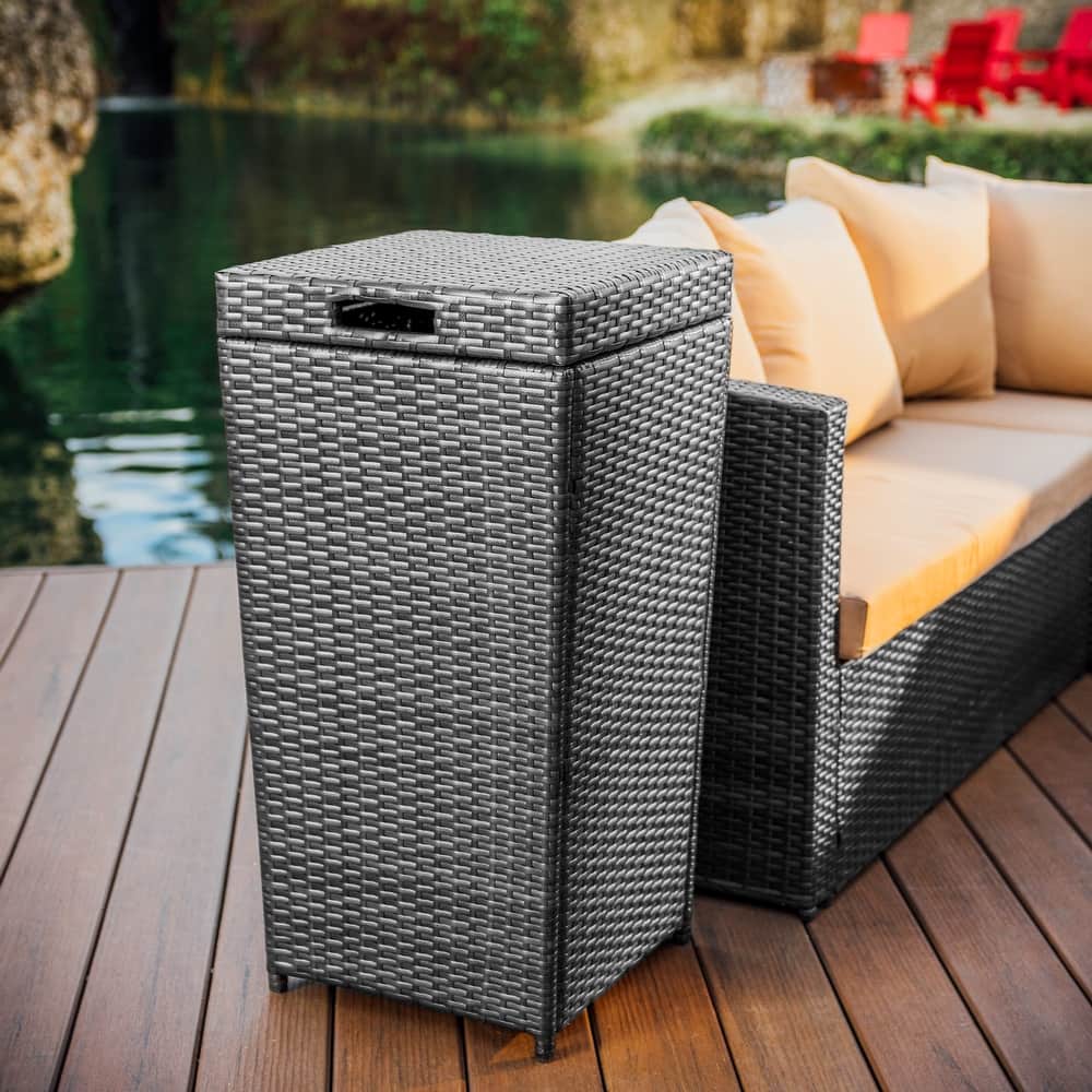 Empyrean Outdoor Patio 30 Gallon Durable Wicher Trash Can with Lid