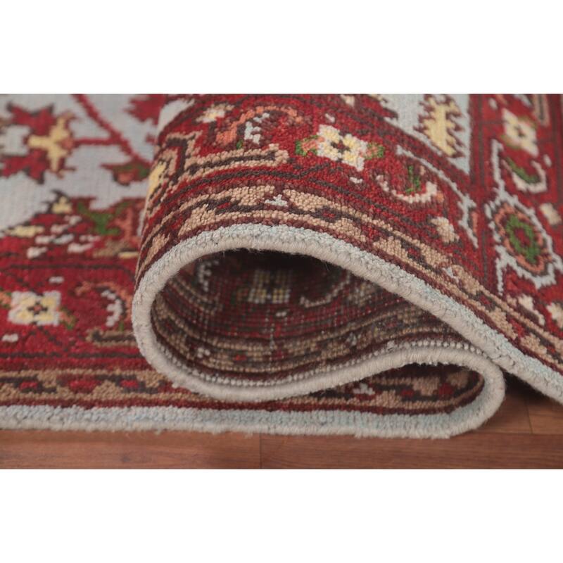 Light Blue Heriz-Serapi Accent Rug Hand-Knotted Oriental Wool Carpet - 2'11"x 4'11"