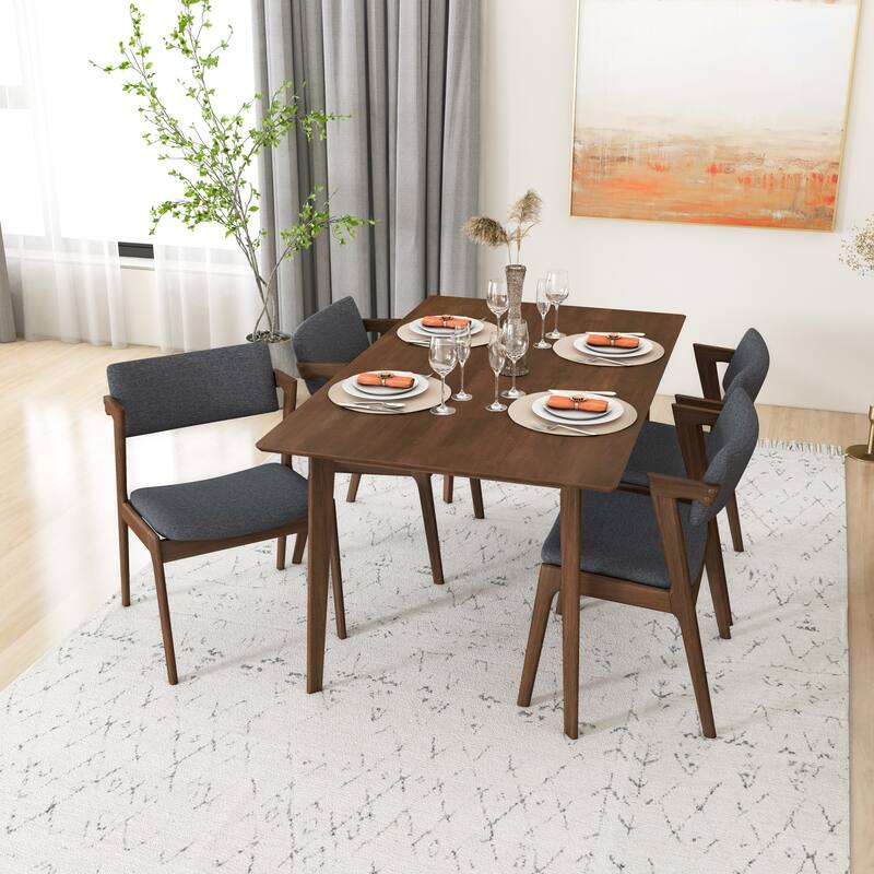 Winsor Mid-Century Style 5 Piece Solid Wood Dining Room Set