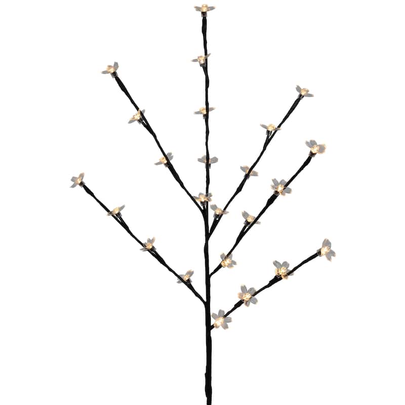 3 Cherry Blossom Artificial Tree Branches 2.5' Warm White LED Lights