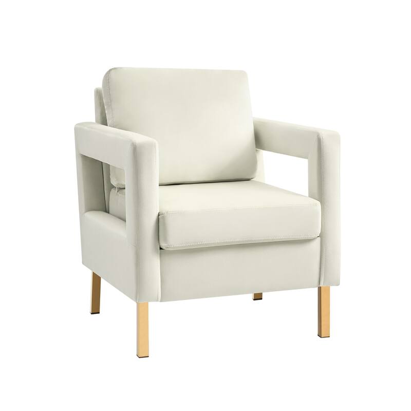 Valentina Comfy Accent Armchair with Golden Metal Legs and Removable Cushions by HULALA HOME
