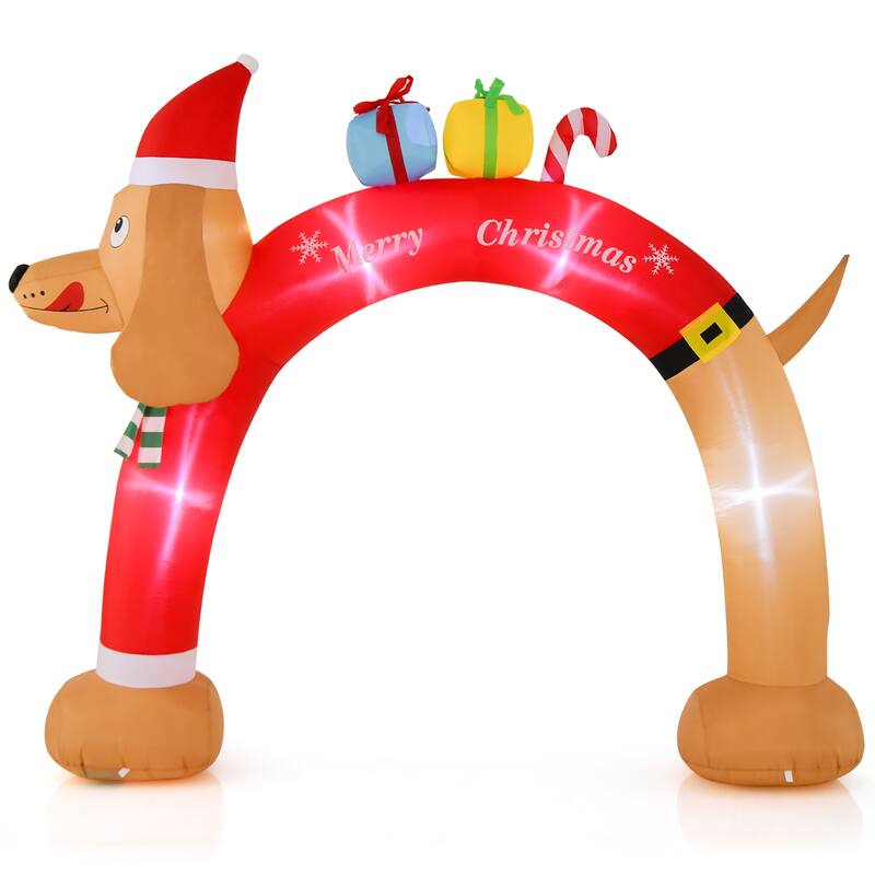 Gymax 8 FT Tall Jumbo Inflatable Christmas Arch Archway w/ Dachshund & - See Details
