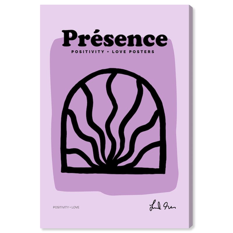 Wynwood Studio Canvas Advertising Positive Presence Poster Purple and Light Purple Modern & Contemporary Wall Art Canvas Print