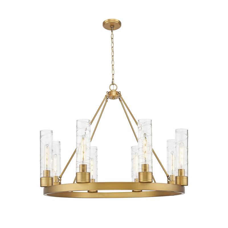 Innovations Lighting Downtown Urban - Boreas - 6 Light 36" Chandelier with 11" Shades - Deco Swirl/Brushed Brass